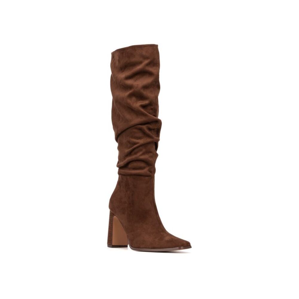 NEW YORK & CO Womens Brown Comfort Damaris Square Toe Block Heel Slouch Boot 8.5